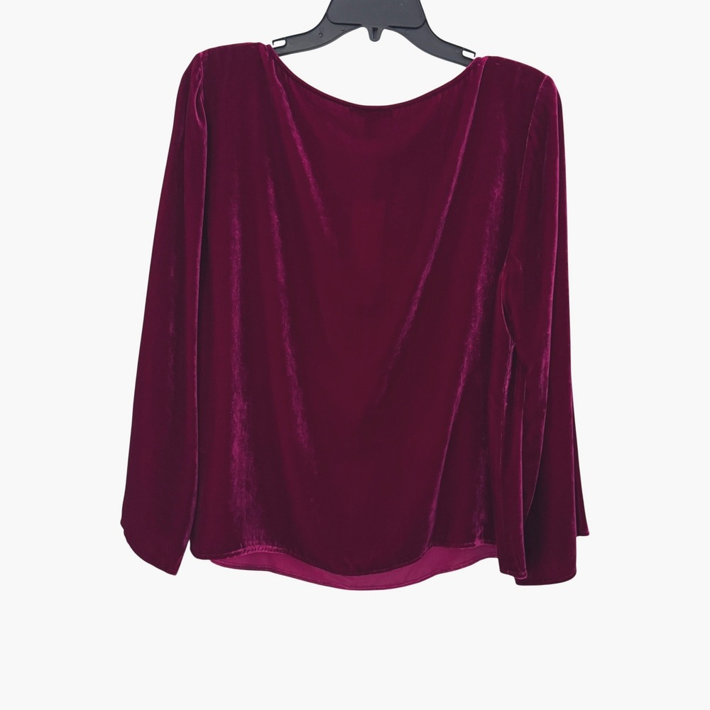 Eileen Fisher Womens Velvet Top M Silk Blend Magenta Scoop Neck NWT
